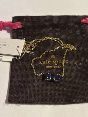 Kate Spade Moon River Necklace Navy Blue Bow New With Tags - Image 1 of 2