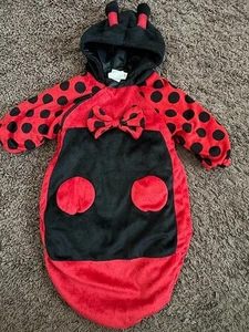 Ladybug Red Black Cozy Warm One Piece Costume Infant Baby 0-6 Months - Picture 1 of 6