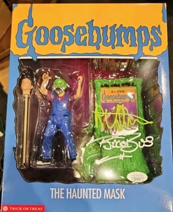 Gänsehaut The Haunted Mask Actionfigur signiert von RL Stine und Jacob's! JSA - Bild 1 von 4