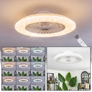 Ventilador de techo moderno lámpara de techo efecto brillo plástico control remoto - Imagen 1 de 10