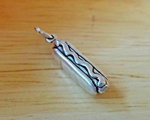 Sterling Silber 3D 10x17mm Küche Essen Hot Dog & Senf Charm - Bild 1 von 4