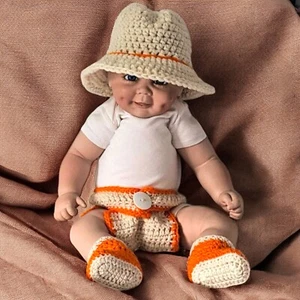 Infant Crochet Photo Prop Outfit - Cowboy Cowgirl Western - So Cute! 3 Pieces - Picture 1 of 2