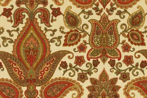 Tela para cortinas de una yarda Belle Maison SULLIVAN Paisley AUTÉNTICO oliva decoración del hogar - Imagen 1 de 2