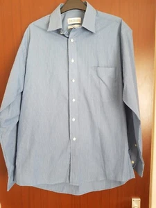 VAN HEUSEN Mens L/S Shirt Regular Fit Size 15.5" 39cm Dark Blue PinStripe Cotton - Picture 1 of 8
