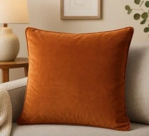 Copricuscino Lancio Velluto Mercato Mondiale Rame Ruggine Arancione Accento Texturele 22x22 - Foto 1 di 7