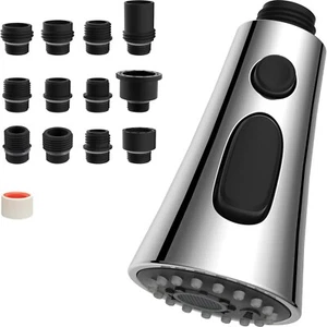 3-Function Kitchen Faucet Head, Pull Down Kitchen Spray Head with 12 Adapters - Picture 1 of 7