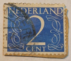 Netherlands Postage ~ 2¢ Blue Stamp ~ Posted/Used ~ c.1955 ~ G47 - Picture 1 of 6