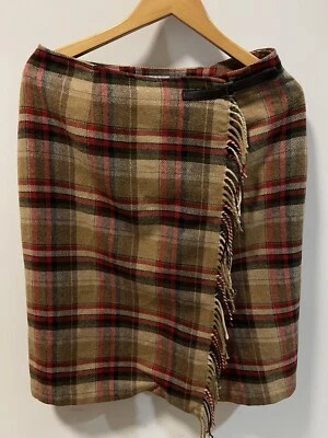 Falda a Cuadros Jaclyn Smith Talla 12 Rojo Camel Mezcla Lana Sobre la Rodilla Clásica Foto 1 de 4