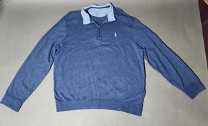 Pullover Polo Ralph Lauren para hombre mezcla de algodón 1/4 cremallera talla grande azul - Imagen 1 de 9