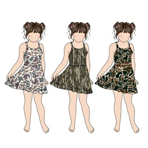 Sibling Baby Girls  Athletic Summer Wear Camouflage Strap Yoga Dress - Picture 1 of 11