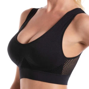 Women Plus Size Beauty Back Sports Bras Elastic Hem Comfort Wide Shoulder Strap - Picture 1 of 17