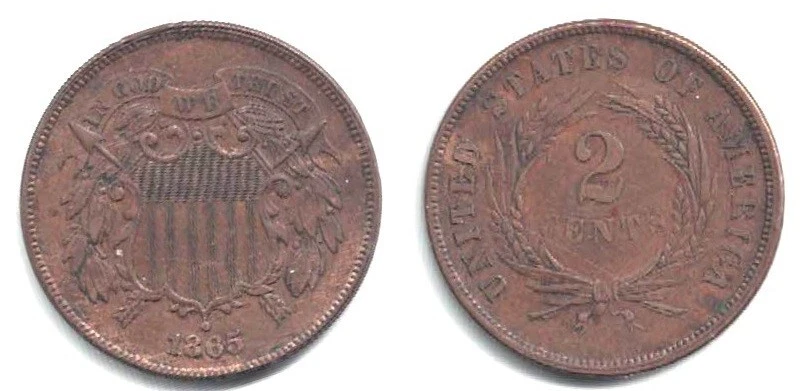1865 2-cent Piece -- A Nice-Looking, Problem Free Coin in Extra Fine Condition - Image 1 of 1