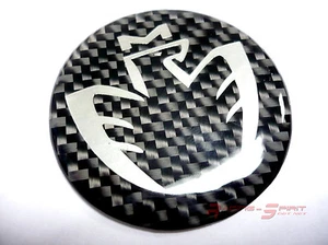 4 CM. GLOSSY REAL CARBON FIBER CHROMED MIDSHIP LOGO HORN EMBLEM MR2 SPYDER MR-S - Foto 1 di 6