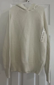 Ivory Colored Long Sleeve Pullover Sweater With Hood Size M 8 NWT - Picture 1 of 2