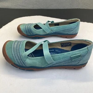 Keen Mary Jane Hiking Shoes Womens Size US6.5/37 Blue Green Walking Boho Hippie - Picture 1 of 17