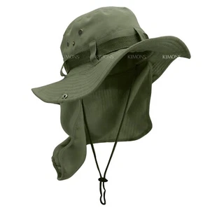Men Women Summer Bucket Boonie Hat Neck Cover Flap Sun Wide Brim Outdoor Cap BH - Picture 1 of 20