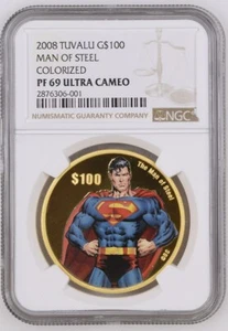 2008 Tuvalu Gold $100 - Superman - Man Of Steel - PF69 UC - NGC Coin - POP=1 !!! - Picture 1 of 12