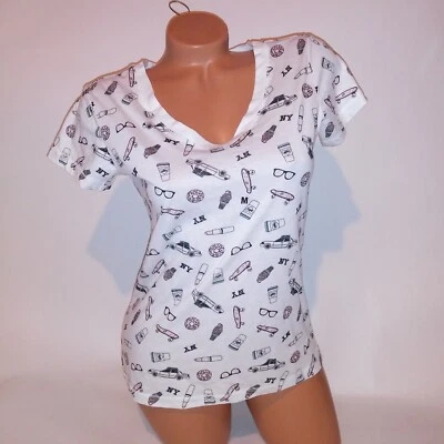 Joe Boxer T Shirt Medium White Graphic Tee Short Sleeve V Neck New Foto 1 de 4