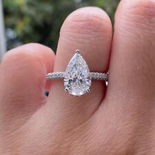 3 Carat Lab-Created Pear Cut Diamond Ring Engagement Ring Jewelry