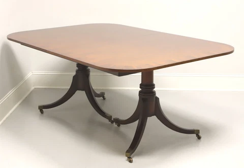 BAKER Historic Charleston Banded Mahogany Double Pedestal Dining Table Cover