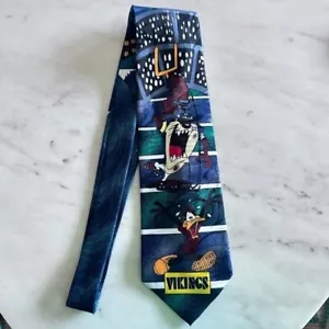 Corbata de fútbol americano vintage 1993 Warner Brothers Looney Tunes Vikings para hombre - Imagen 1 de 7