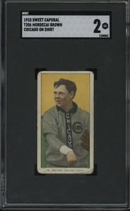 1910 T206 Mordecai Brown Chicago On Shirt HOF Sweet Caporal 350 Subjects SGC 2