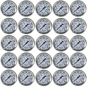 25 PACK LIQUID FILLED PRESSURE GAUGE 0-400 PSI, 2" FACE, 1/4" BACK MOUNT - Picture 1 of 3