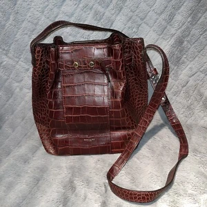 DeMellier London Burgundy Mock Croc Naples Shoulder Bag Designer Bag - Picture 1 of 21