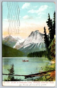 Emerald Lake British Columbia 1907 Postcard, Laggan Alta DPO Split Ring Cancel - Bild 1 von 2