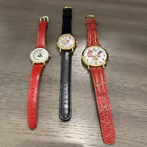 Set Of 3 Christmas Watches ~ Santa & Christmas Tree - Picture 1 of 12