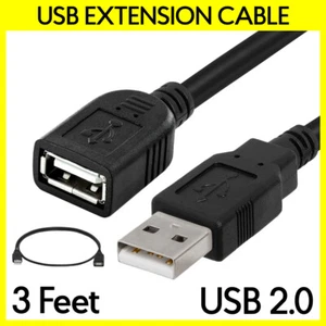Cable de extensión USB 3 pies USB 2.0 cable extensor tipo A adaptador macho a hembra - Imagen 1 de 3