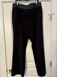 Bradley Bayou Black Pants Slash Pockets Flat Front Sz 18W ~ 100% Leather Trim - Picture 1 of 4