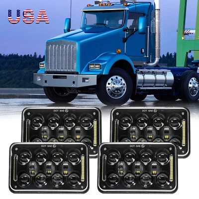 DOT Approved 4PCS 4x6" LED Headlights DRL Beam For Kenworth T400 T600A T800 W900 - Image 1 of 4