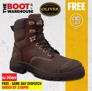 Oliver Work Boots, 55337 Steel Toe Safety. 'Brown' 150mm (6") Lace-Up. Scuff Cap - Imagen 1 de 8