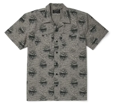 Filson Chambray Short Sleeve Camp Shirt - XS - 20224078 Ship Print Black Grey CC - Image 1 of 2