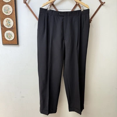 Pantalón Burberry Vintage Plisado Puño Cintura Alta Lana 36 X 28.5 Foto 1 de 4