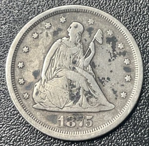 1875-S Silver Twenty Cent Piece 20c VF+ Very Fine Nice Type Coin - Picture 1 of 2