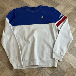 Blue & White Vintage Le Coq Sportif Sweatshirt with Embroidered Logo Size S - Picture 1 of 6