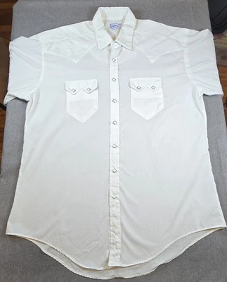 Rockmount Ranch WearShirt Mens XLT LS White Relaxed Pearl Snap Sawtooth Made USA - Image 1 of 4