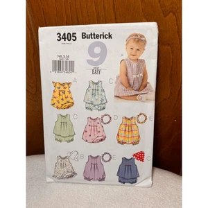 Butterick 3405 Pattern Infants' Dress, Top, Romper, Hat, Headband, Sizes: NB S-M - Picture 1 of 2