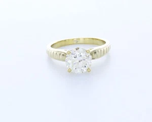 2.1CT Lab-Created Diamond D/VS2 Round Cut 14K Yellow Gold Vintage Solitaire Ring - Picture 1 of 4