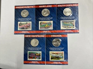 1999 50 States Quarters #1-5 Set of 5 Coins and Stamps - Picture 1 of 12