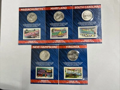 1999 50 States Quarters #1-5 Set of 5 Coins and Stamps - Image 1 of 4