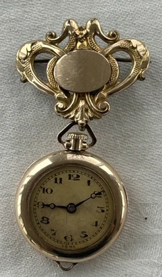 Швейцарские антикварные женские карманные часы 20 лет GF 10.5 Linge с подвеской на булавке - Изображение 1 из 4