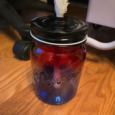Mason Jar Table Top Citronella Torch Outdoor Red White & Blue - Image 1 of 4