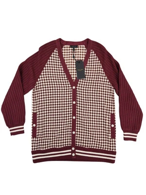 Cárdigan Rag & Bone Courtney Borgoña Pata de Gallo Para Mujer Talla Mediana Nuevo Foto 1 de 4