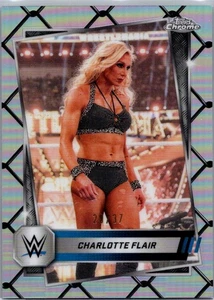 2025 Topps Chrome WWE - Charlotte Flair #123 | Steel Cage Refractor /37 - Picture 1 of 2