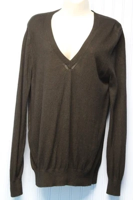 Moda International Seda y Cachemira Negro LTWT Cuello en V Profundo Jersey Suéter XL Foto 1 de 3