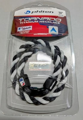 Phiten MLB Baseball TORNADO Titanium Necklace Black/White Size 18" - NEW - Image 1 of 2