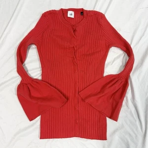 Suéter Cabi Trompeta Cardi Habiscus 5285 Acanalado Abotonado Naranja Para Mujer’s S - Imagen 1 de 6